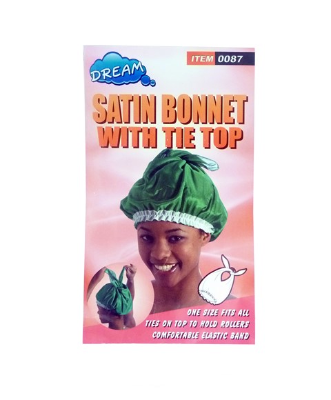 Satin Bonnet With Tie Top 0087 Dream Deluxe Afro Cap