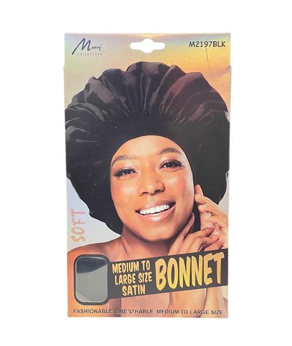 Soft Medium To Large Size Satin Bonnet M2197BLK Murry Co