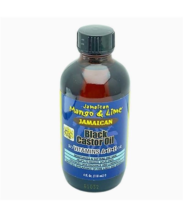 Huile De Ricin Noir Jamaican Mango & Lime Avec Vitamines A, D, E - 4 Oz (118 Ml) - Vegan, Pour Pointes Fourchues