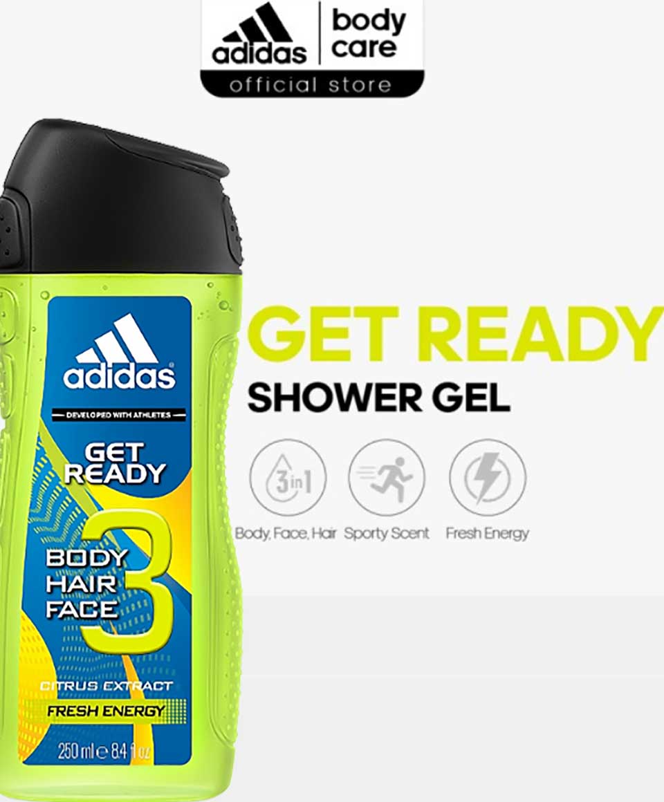 Adidas Get Ready 3 In 1 Fresh Energy Shower Gel