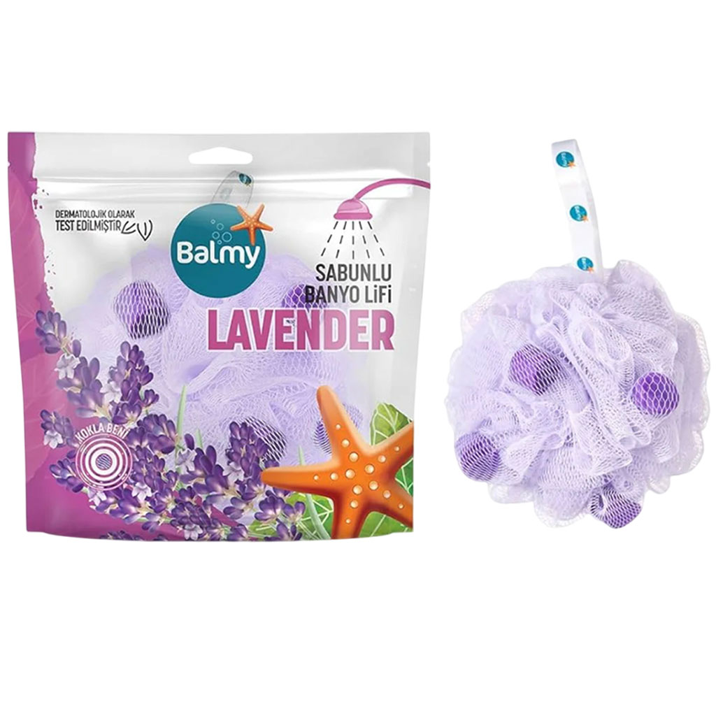 Bath Pouf With Lavender Soap Pieces