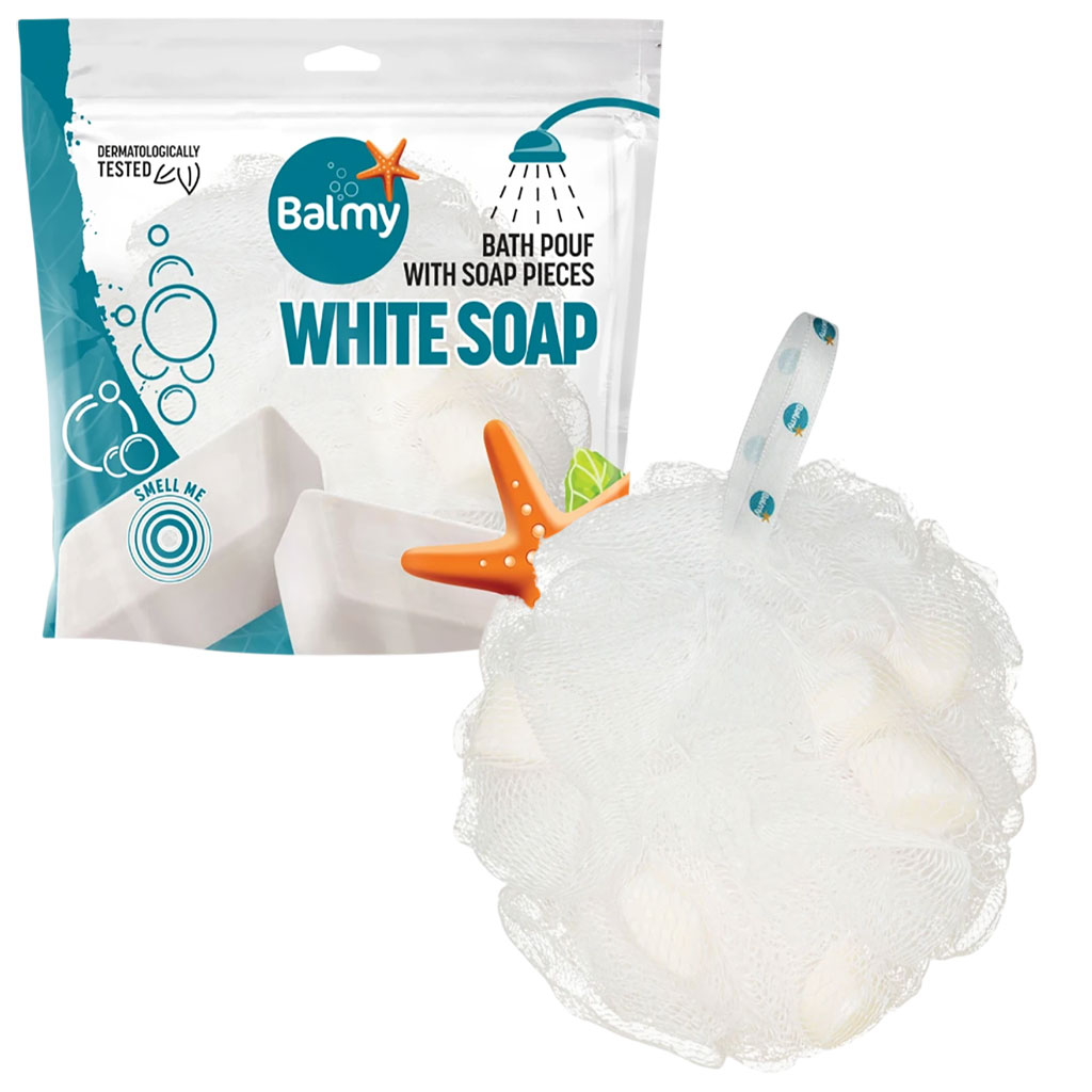 Bath Pouf With White Soap Pieces