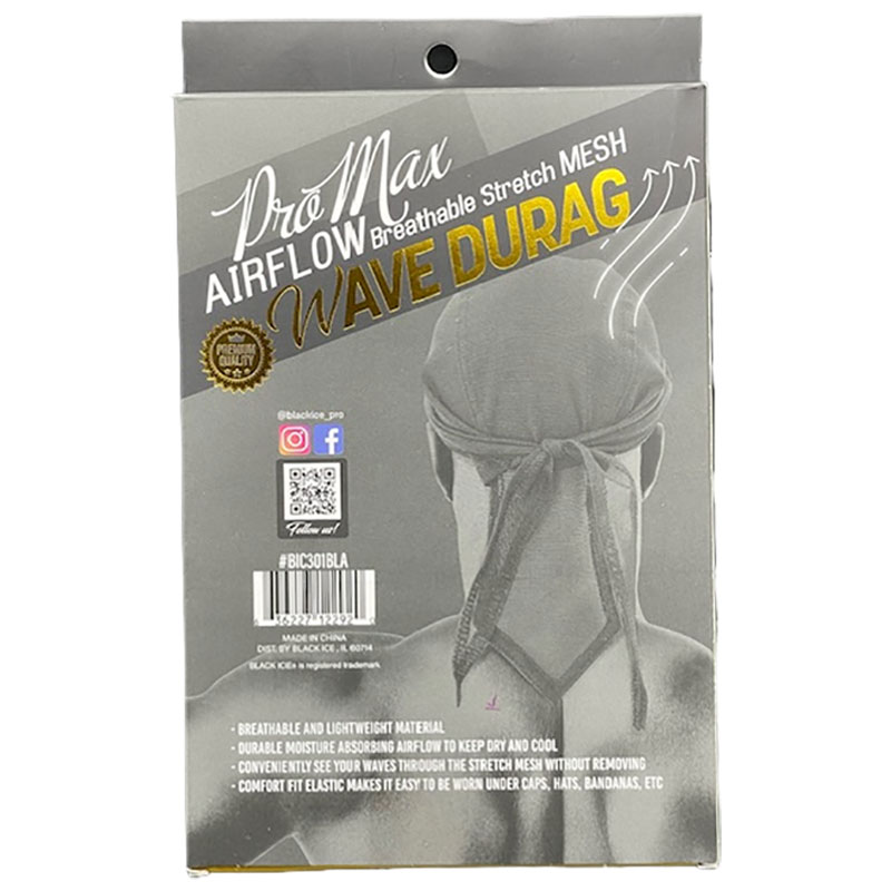 Blackice Professional Pro Max Airflow Mesh Wave Durag BIC301BLA