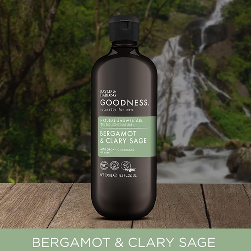 Goodness Men Bergamot And Clary Sage Natural Shower Gel