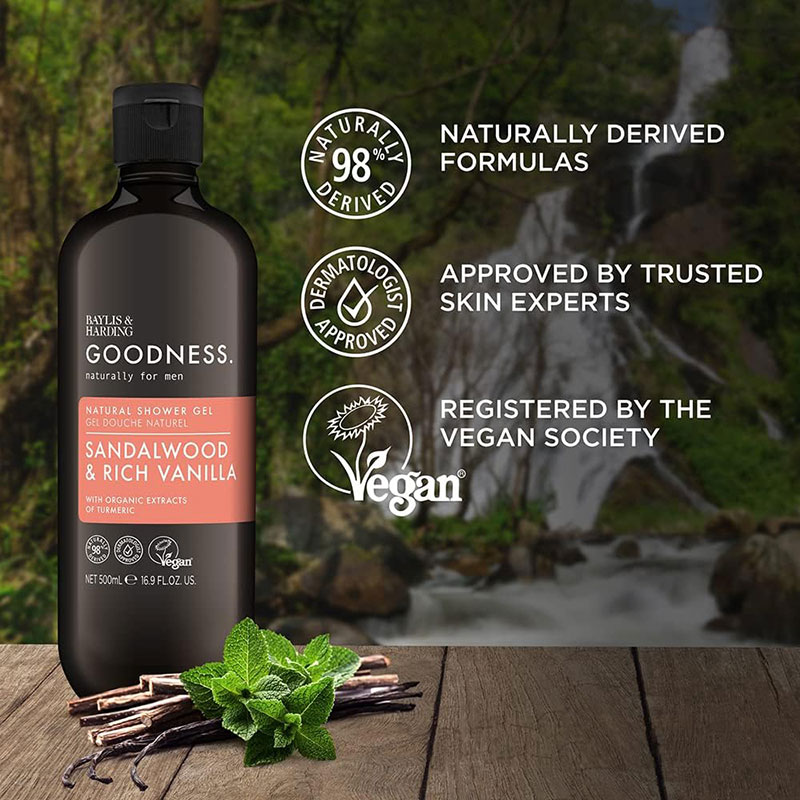 Goodness Men Sandalwood And Rich Vanilla Natural Shower Gel