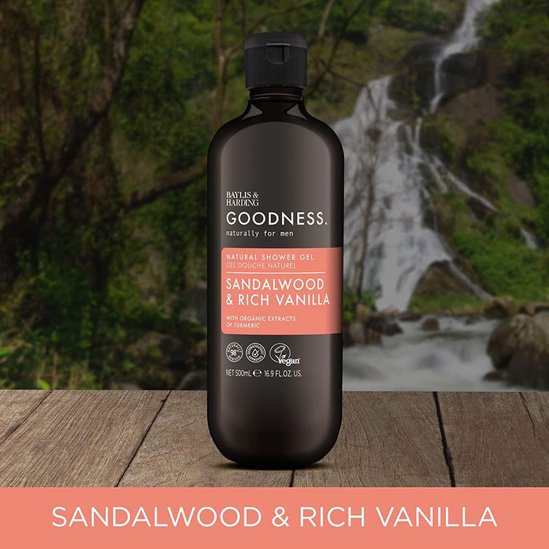 Goodness Men Sandalwood And Rich Vanilla Natural Shower Gel