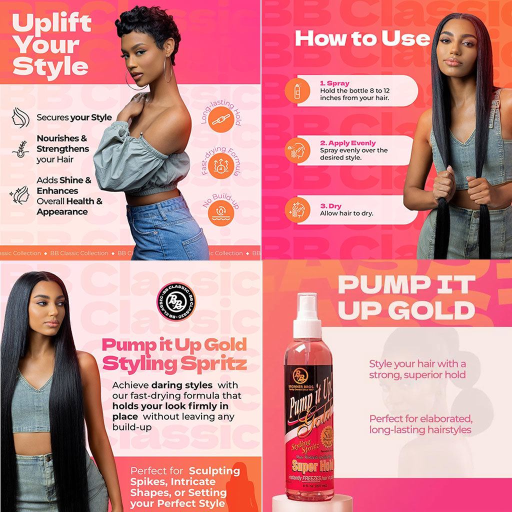 Pump It Up Gold Super Hold Styling Spritz 