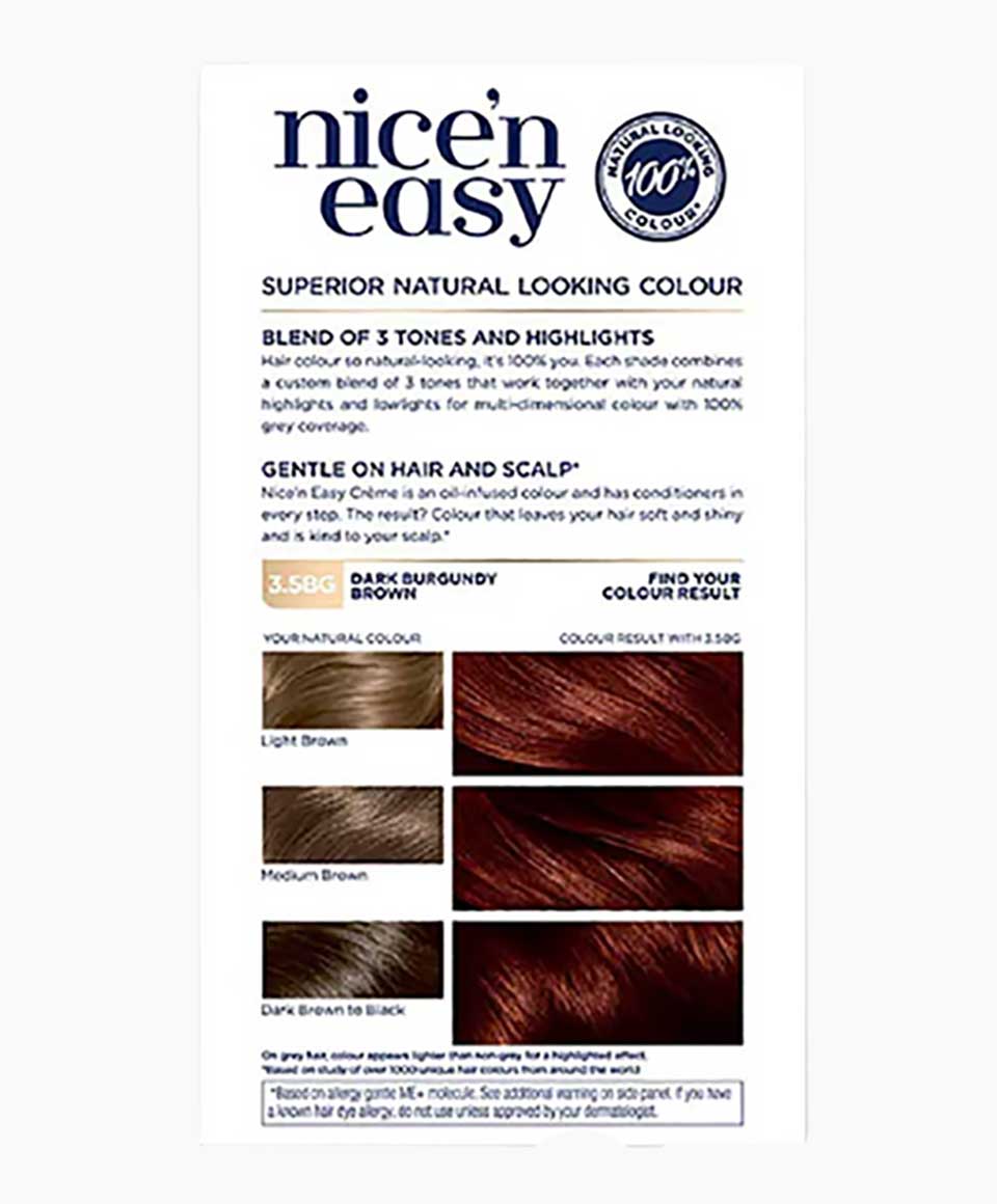 Nice N Easy Creme Permanent Colour 3.5BG Dark Burgundy Brown