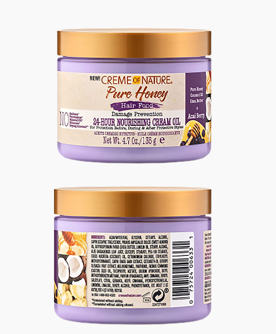 Pure Honey Hair Food Acai Berry 24 Hour Nourishing Cream Oil