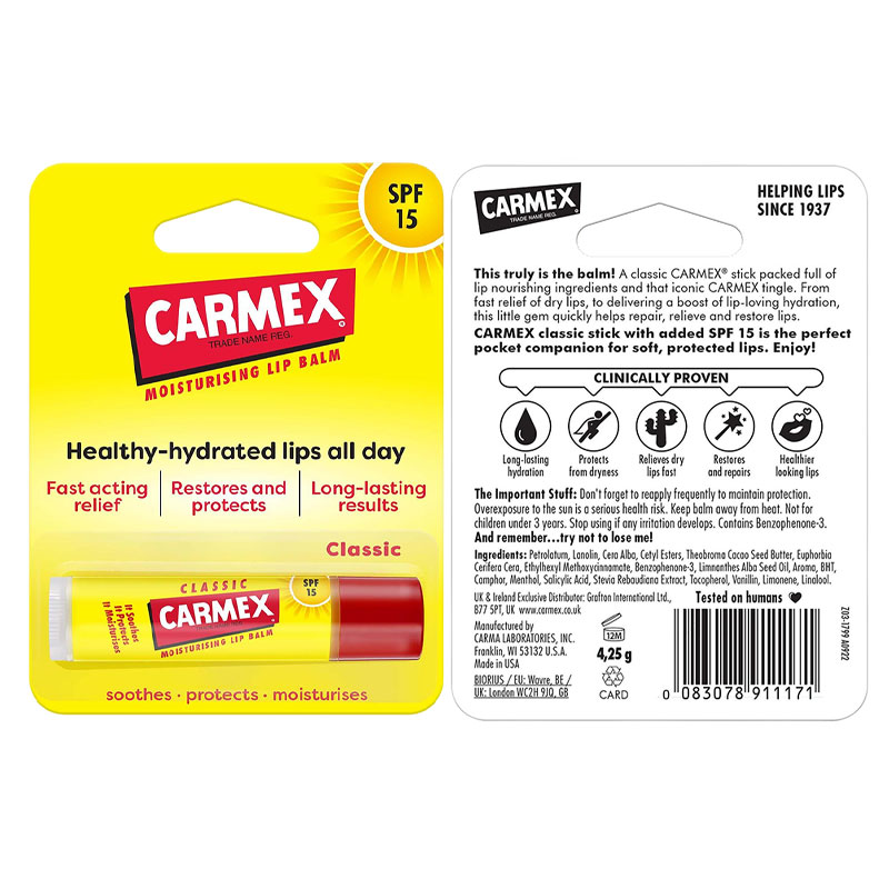 Carmex Moisturising Lip Balm Stick Classic
