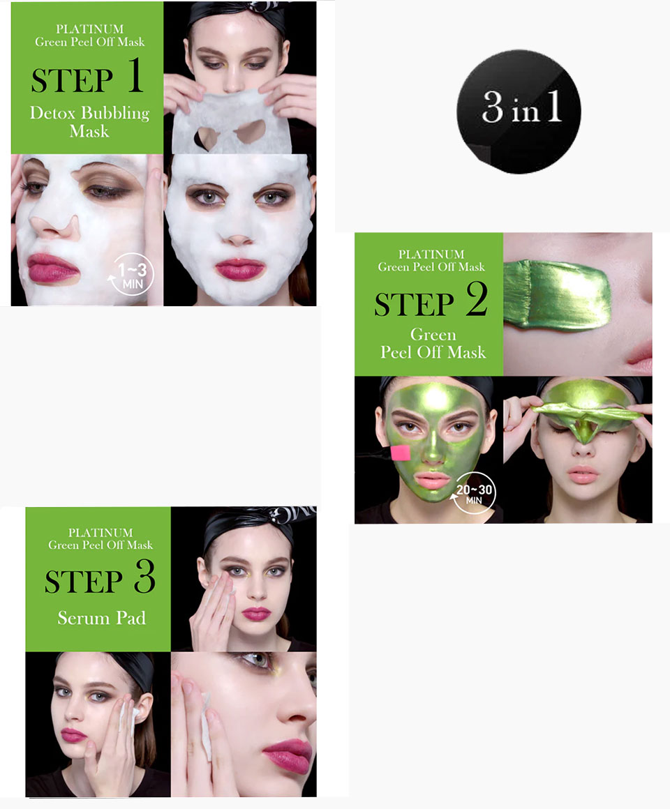 OMG Platinum Green Facial 3 Steps Mask Kit