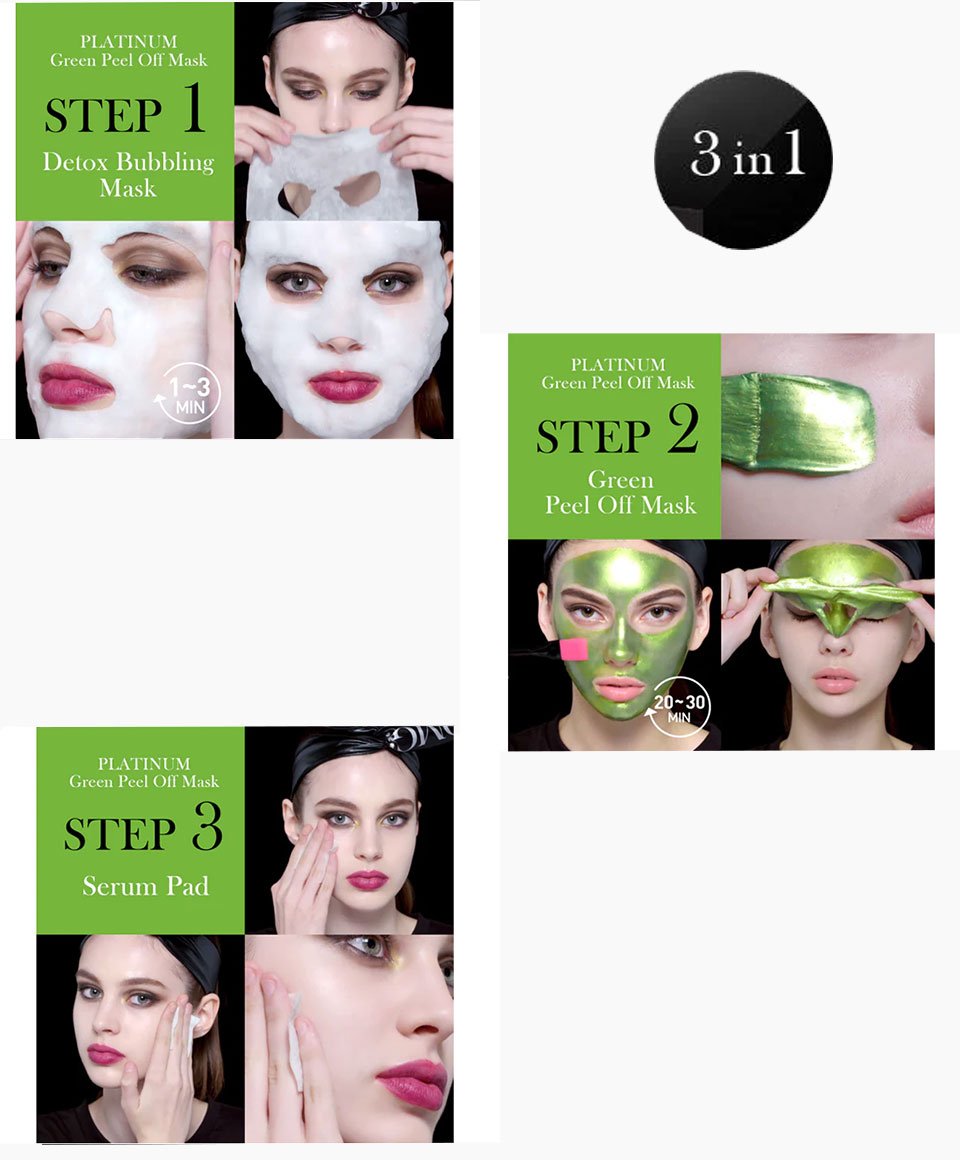 OMG Platinum Green Facial 3 Steps Mask Kit