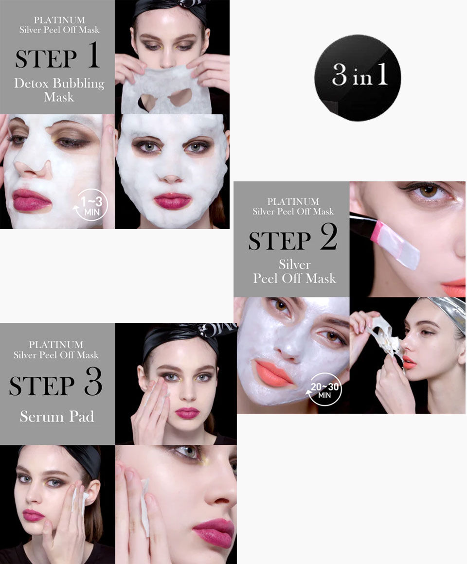 OMG Platinum Silver Facial 3 Steps Mask Kit
