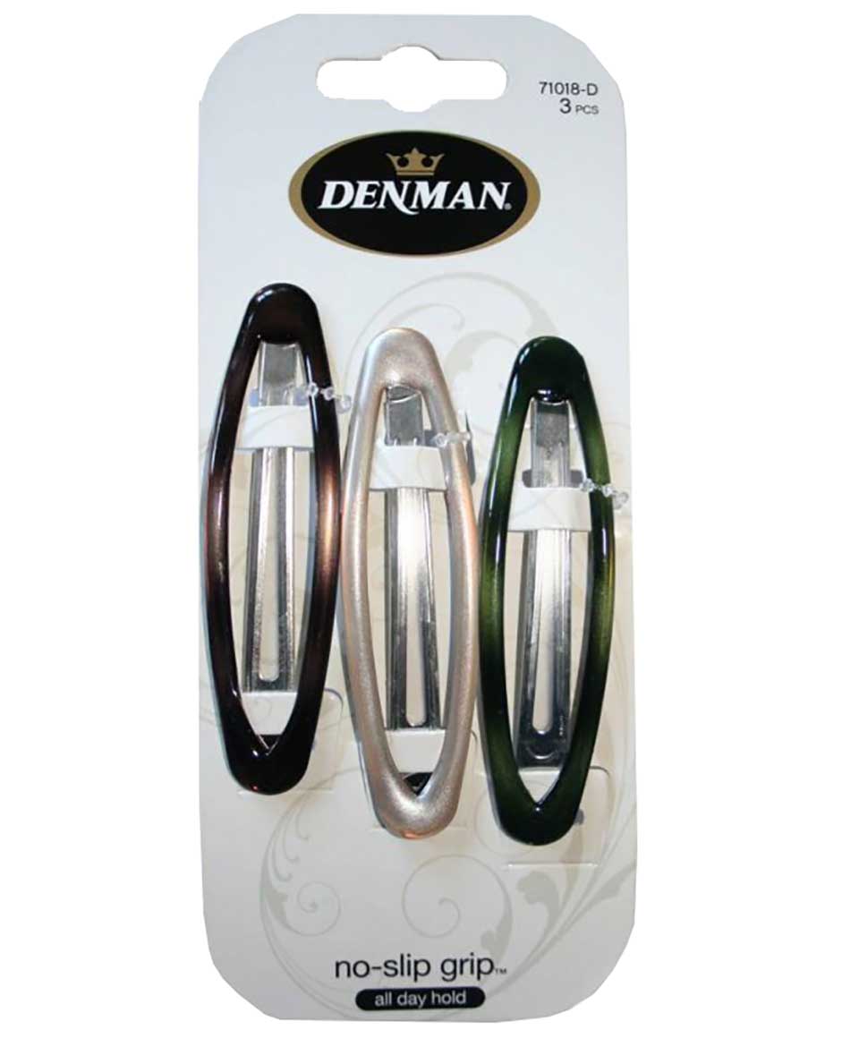 Denman No Slip Oval Clips 3 Piece 71018 D