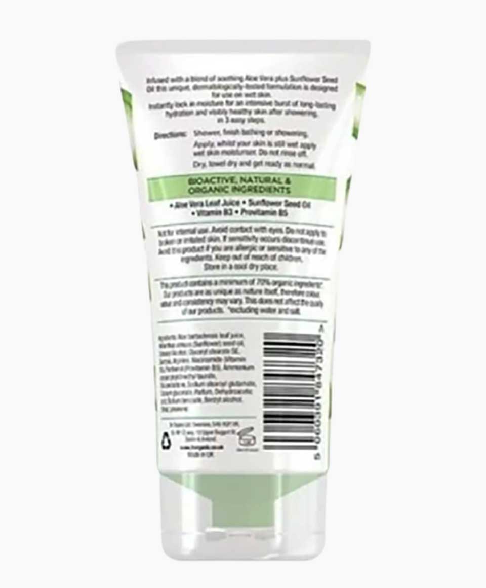 Organic Aloe Vera Soothing Hydration Wet Skin Moisturiser