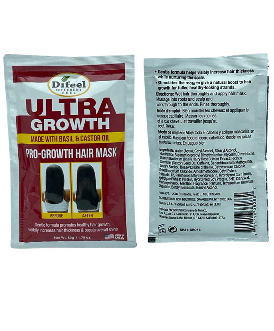Difeel Ultra Growth  Hair Mask With Basil And Castor Oil Sachet