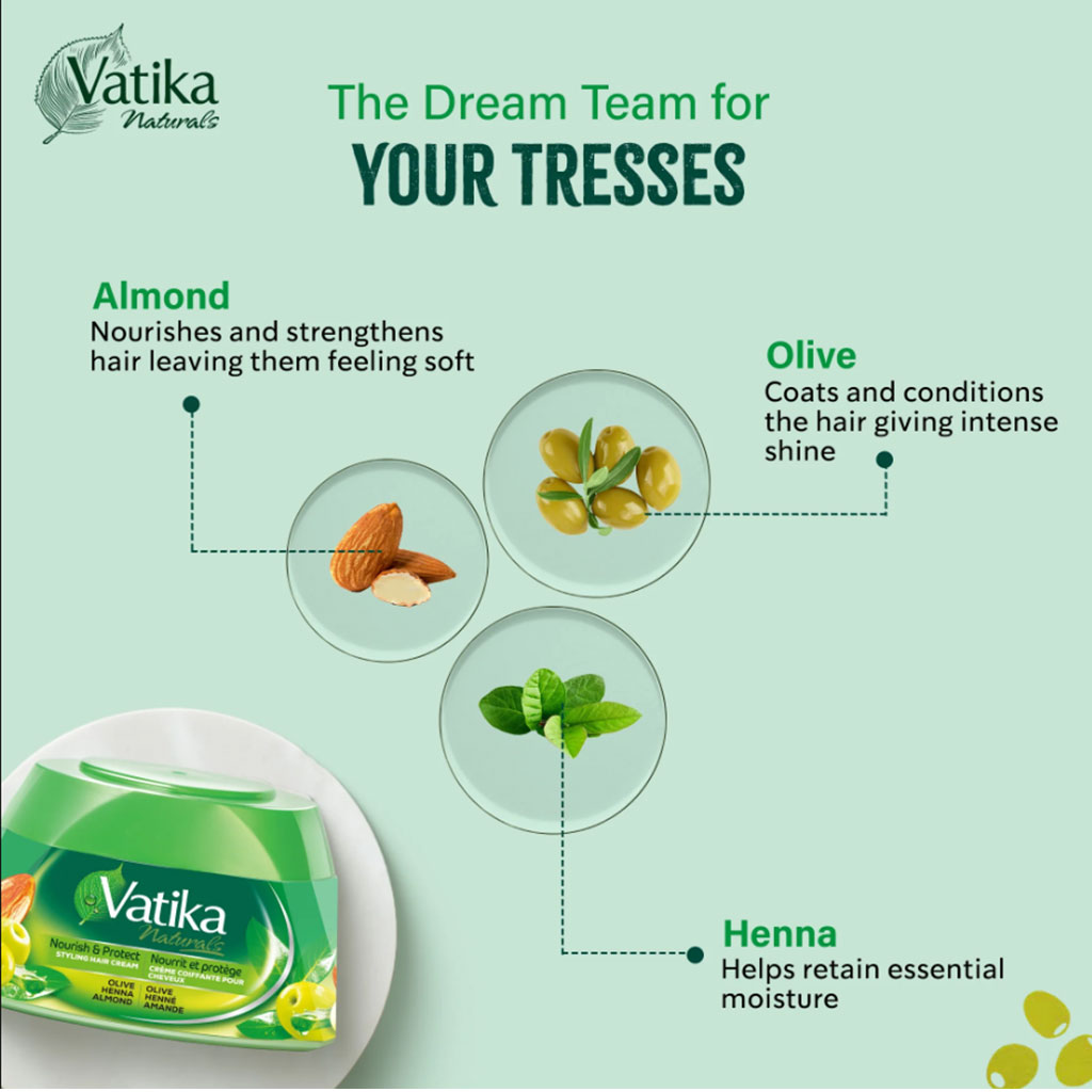 Vatika Naturals Olive Henna Almond Styling Hair Cream