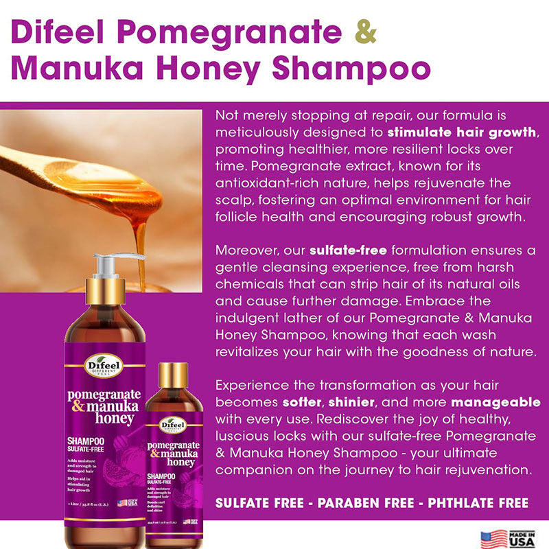 Difeel Pomegranate And Manuka Honey Sulfate Free Shampoo