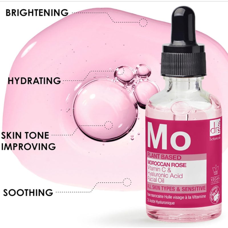 Mo Moroccan Rose Vitamin C And Hyaluronic Acid Facial Oil