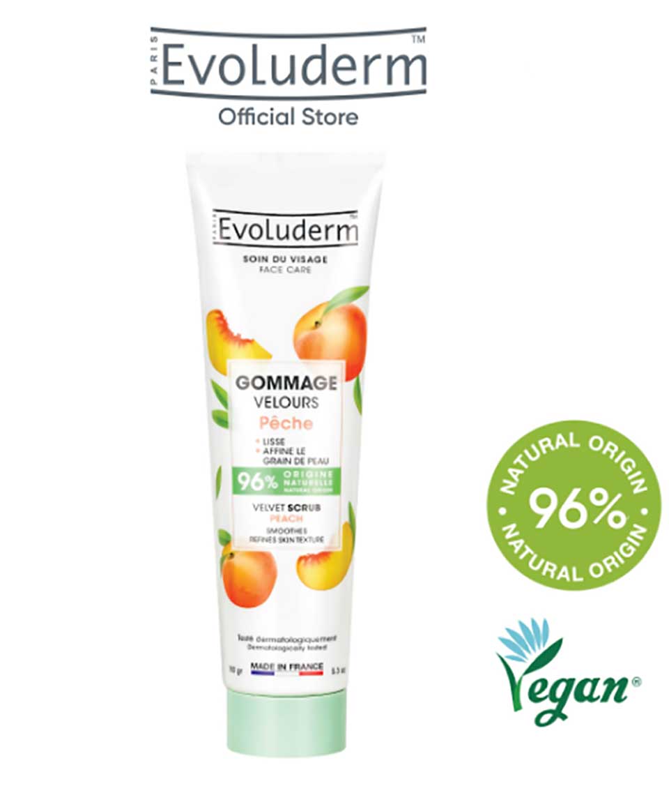 Gommage Visage Velours Pêche Evoluderm - 150 Ml - Exfoliant Doux