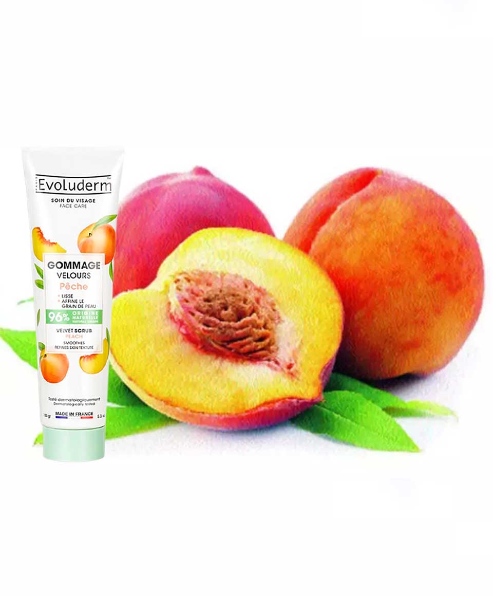 Gommage Visage Velours Pêche Evoluderm - 150 Ml - Exfoliant Doux