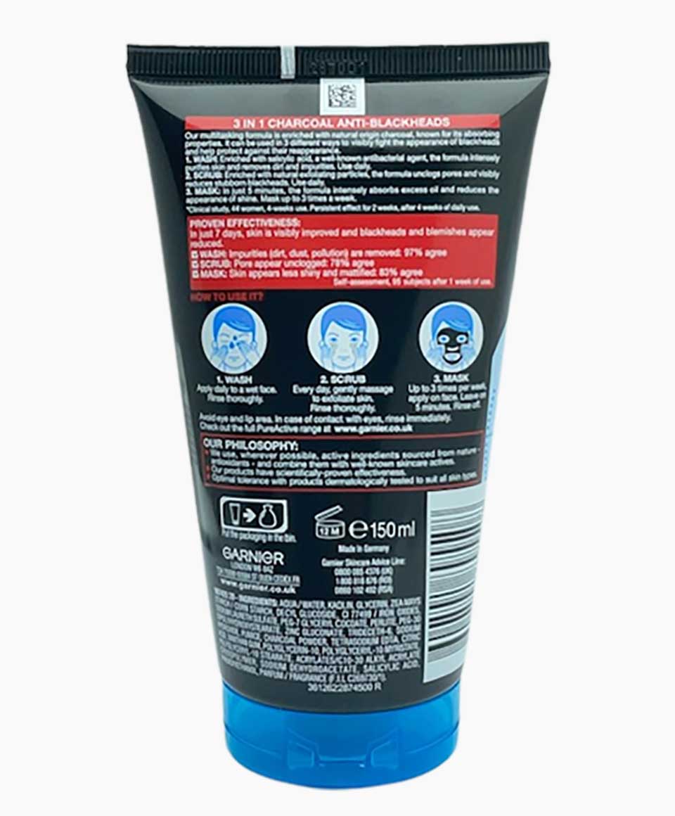 Skin Active Pure Active 3In1 Charcoal Wash