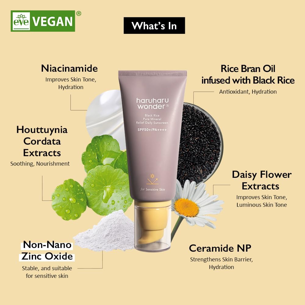 Black Rice Pure Mineral Relief Daily Sunscreen SPF50 Plus