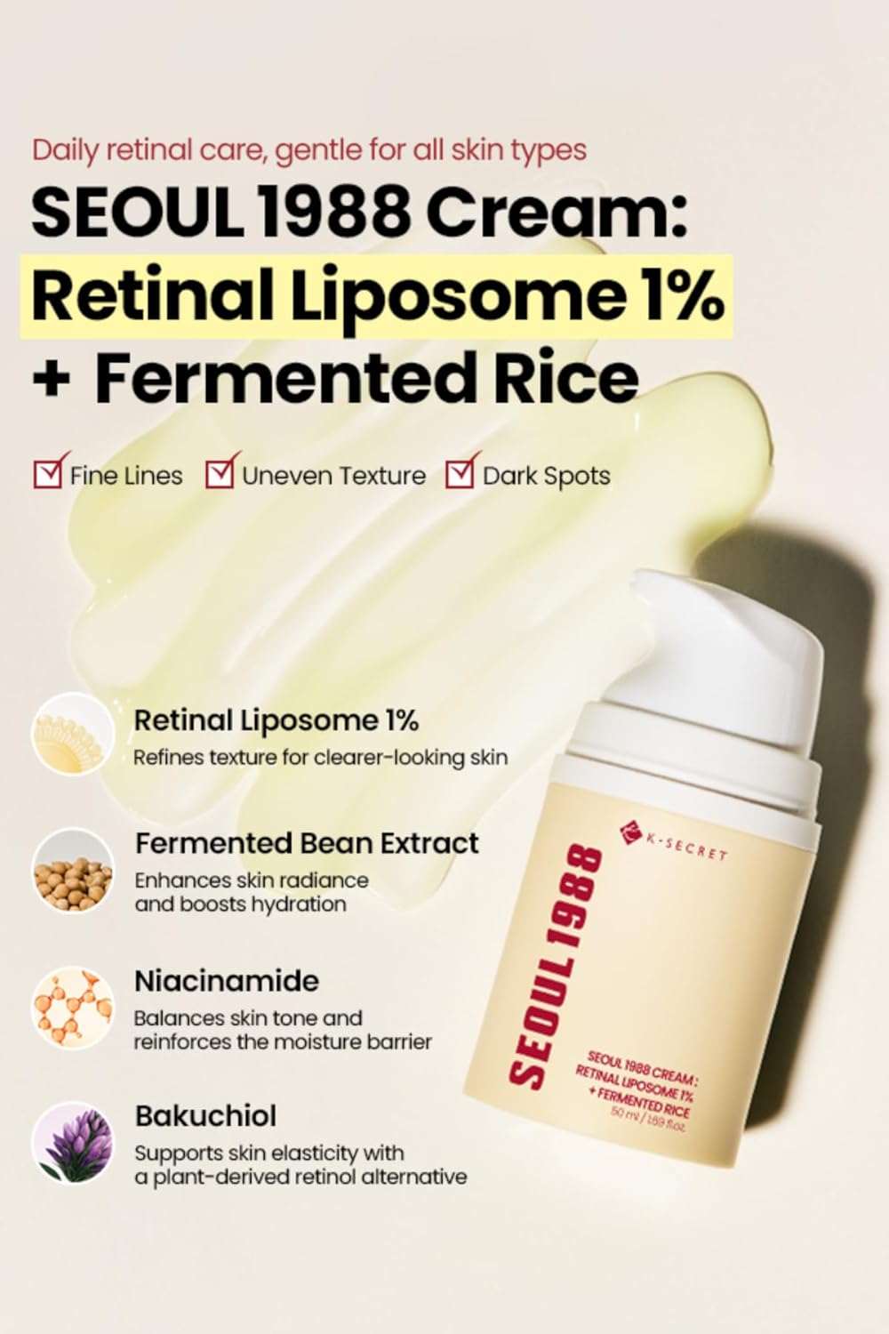 Seoul 1988 Cream Retinal Liposome 1 Percent Plus Fermented Rice