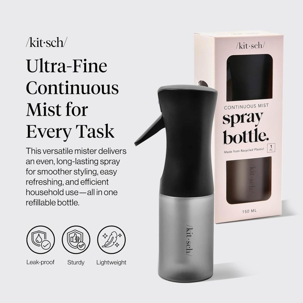 Kitsch Continuous Mist Spray Bottle Black