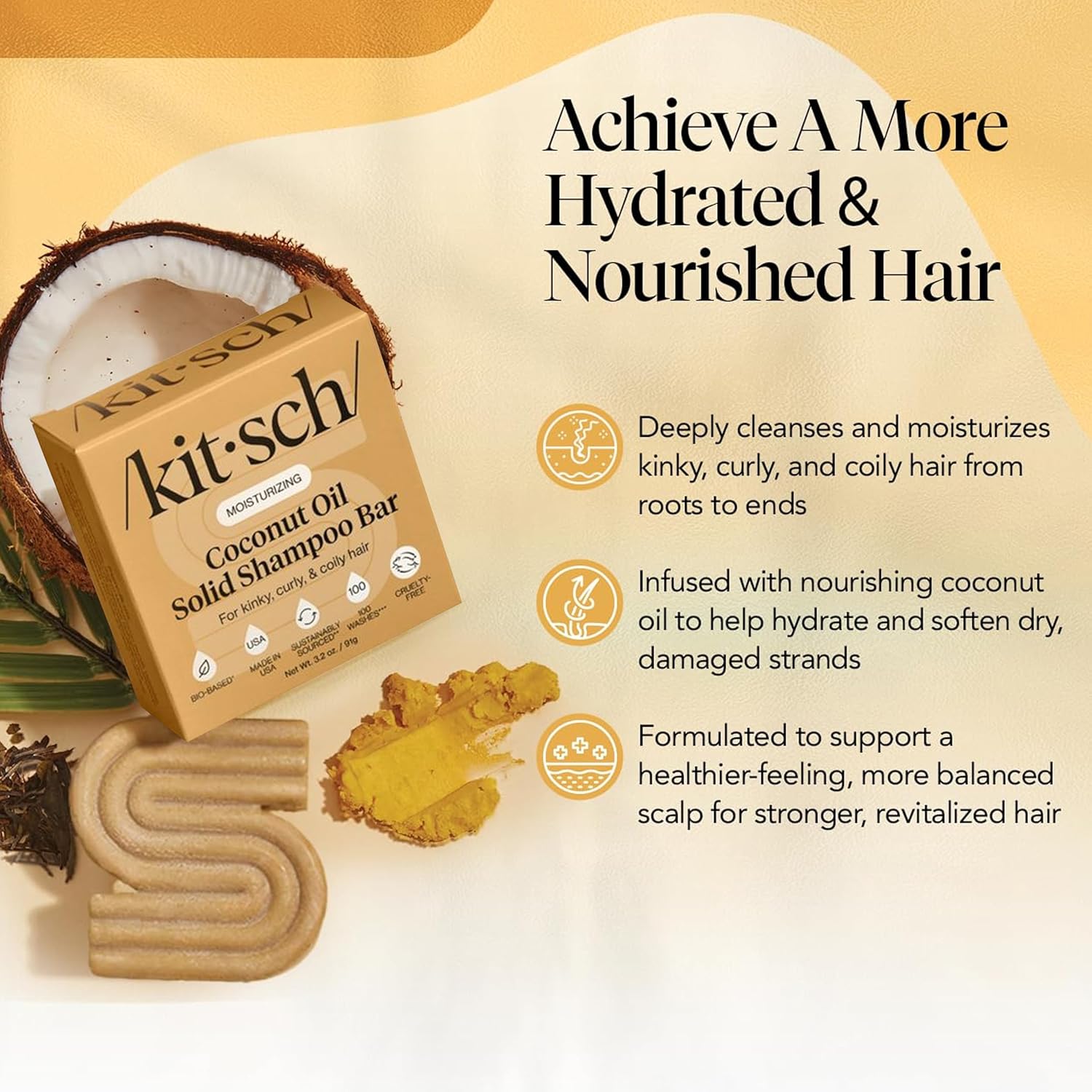 Kitsch Deep Moisturizing Coconut Oil Solid Shampoo Bar