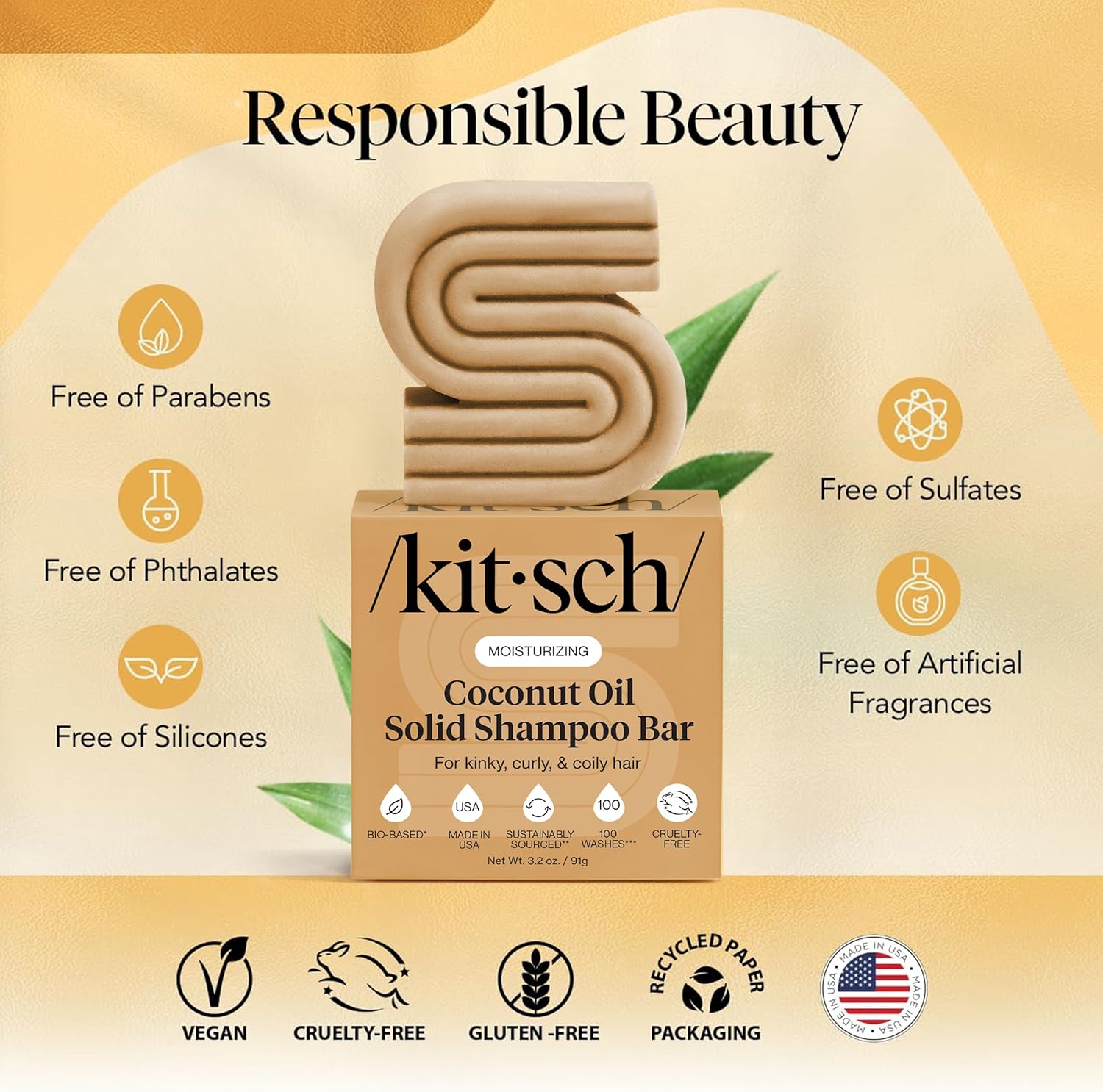 Kitsch Deep Moisturizing Coconut Oil Solid Shampoo Bar