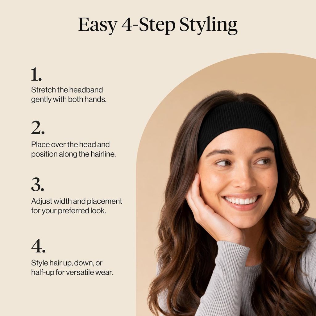 Kitsch Non Slip Ribbed Elastic Headbands Black
