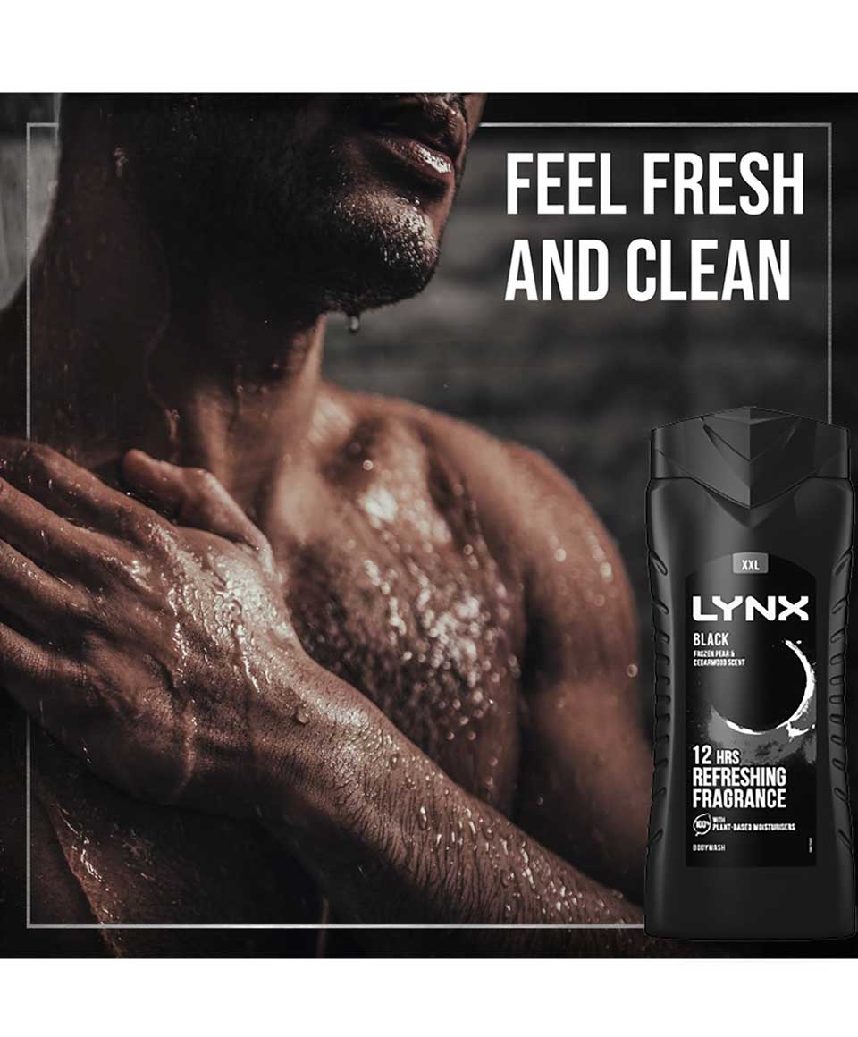 Lynx Black Refreshing Fragrance Body Wash With Frozen Pear And Cedarwood Scent