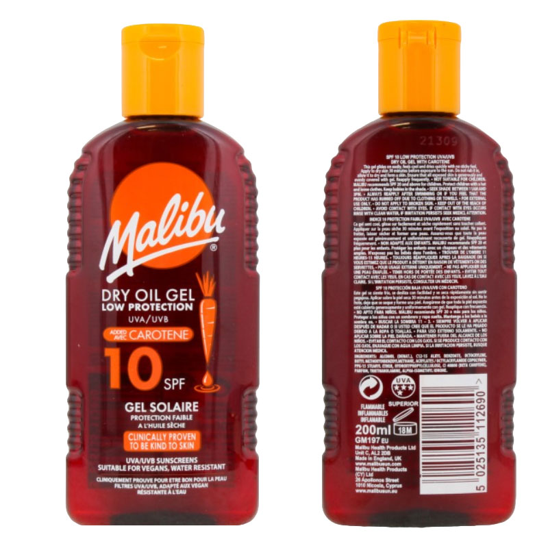 Malibu Dry Oil Gel SPF10 With Carotene