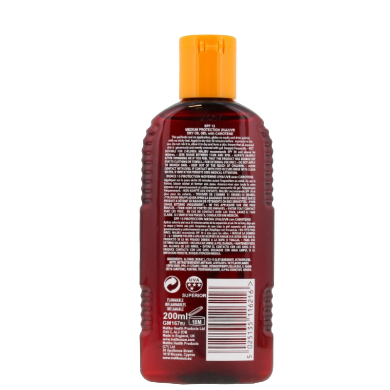 Malibu Dry Oil Gel SPF15 With Carotene