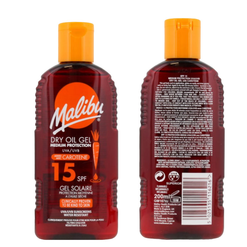 Malibu Dry Oil Gel SPF15 With Carotene