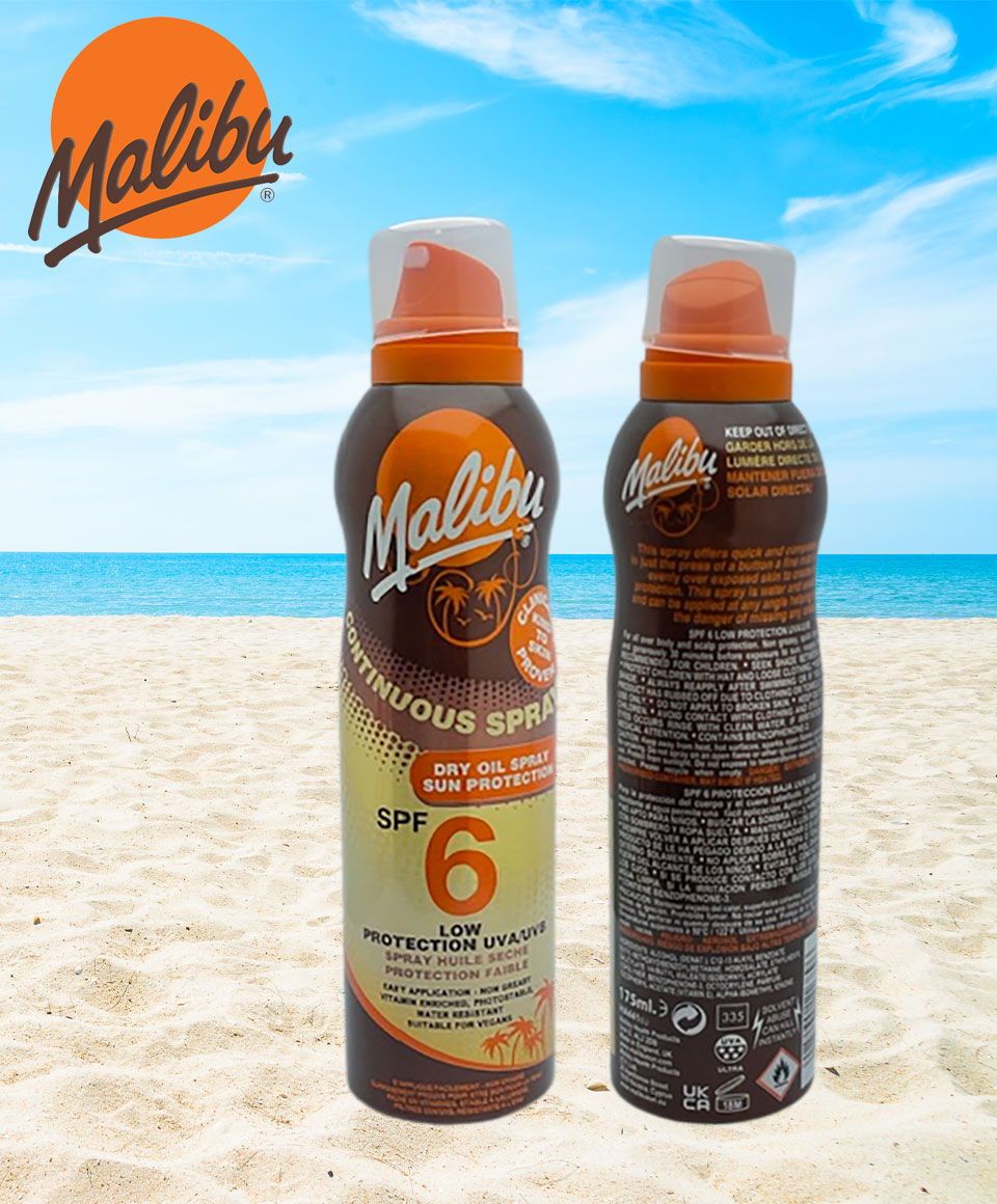Malibu Continuous Spray Dry Oil Spray Sun Protection SPF6