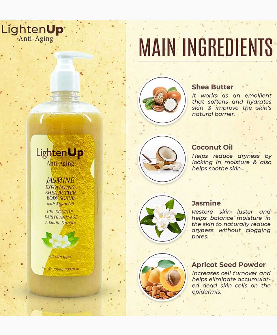 Lightenup Anti Aging Jasmine Exfoliating Shea Butter Body Scrub