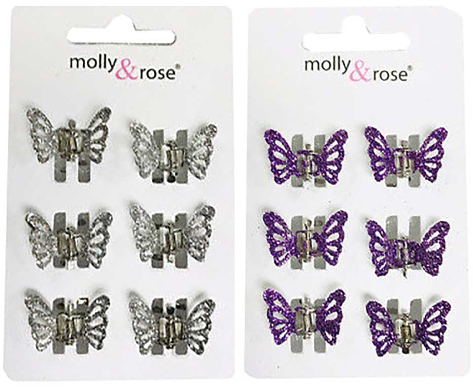 Glitter Butterfly Mini Clamps Assorted 4020