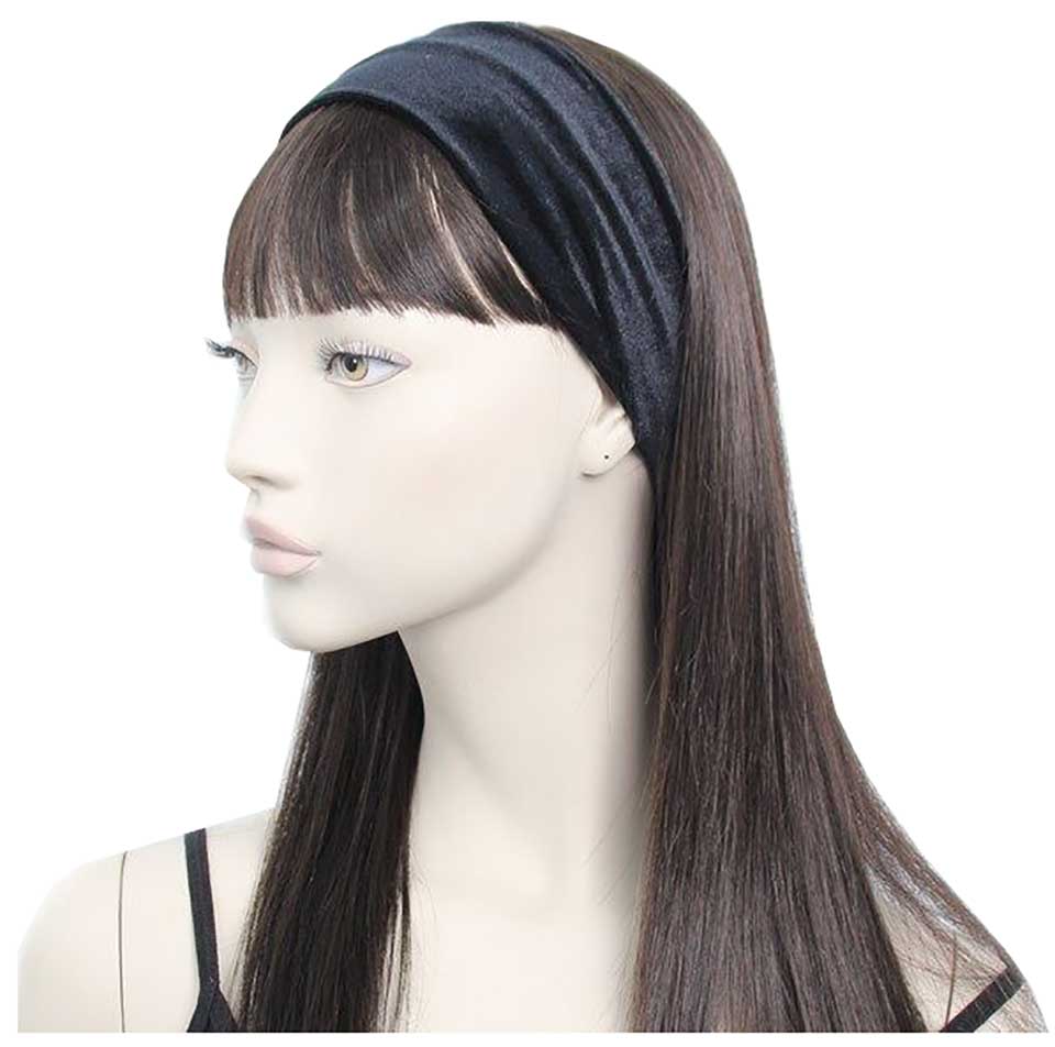 Velvet Finish Soft Stretch Head Band Black6820