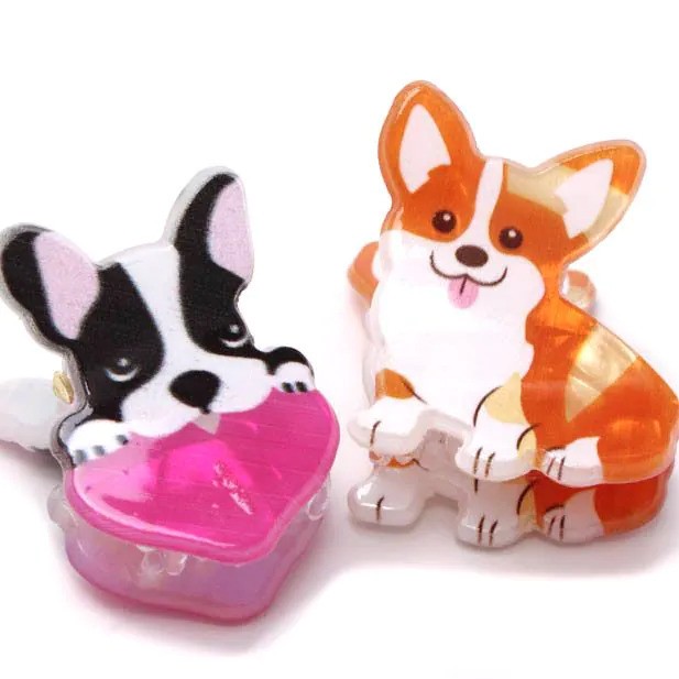 Card Of 2 Dog Shaped Mini Clamps 9744