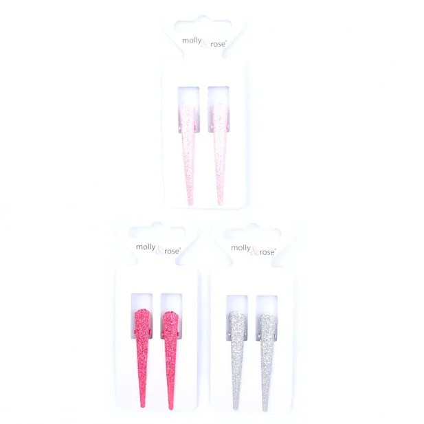 Card Of 2 Glitter Beak Assorted Clips 7835
