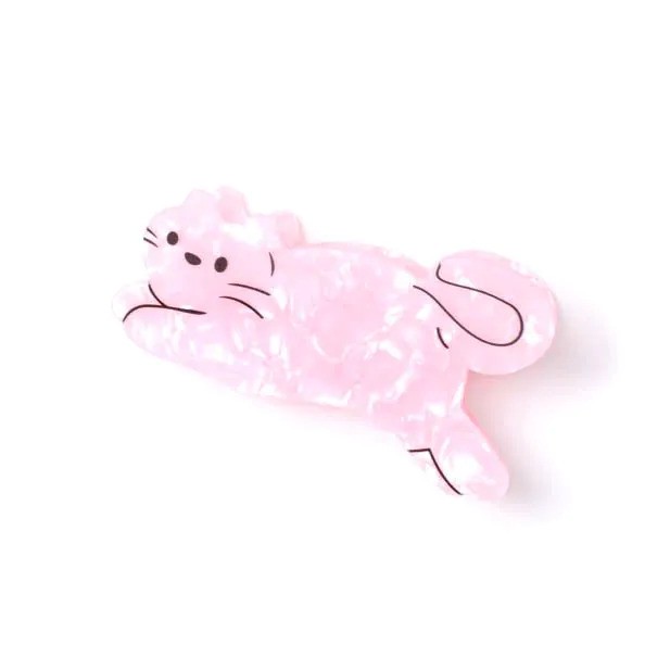 Pearlescent Pink Cat Shaped Clamp 9746