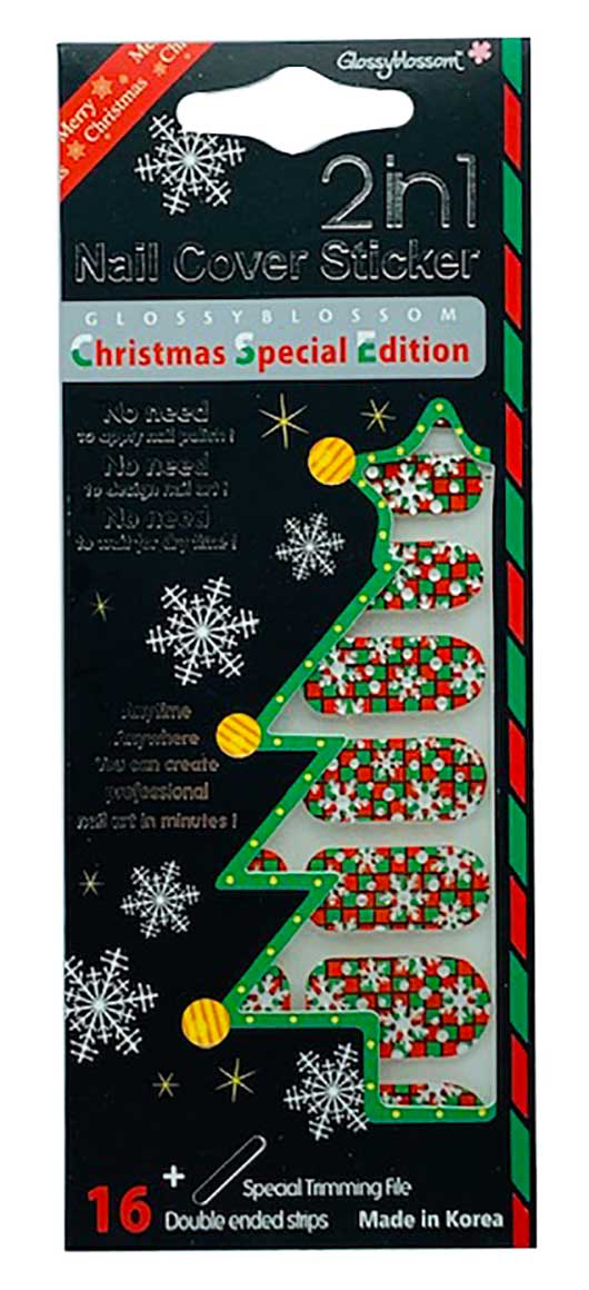Glossy Blossom 2 In 1 Nail Cover  Christmas Sticker 