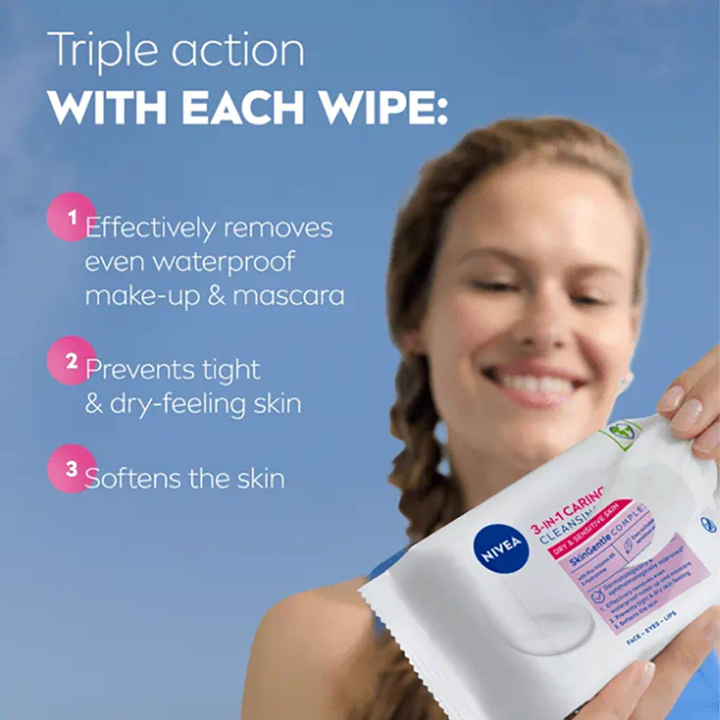 Nivea 3 In1 Caring Cleansing Wipes