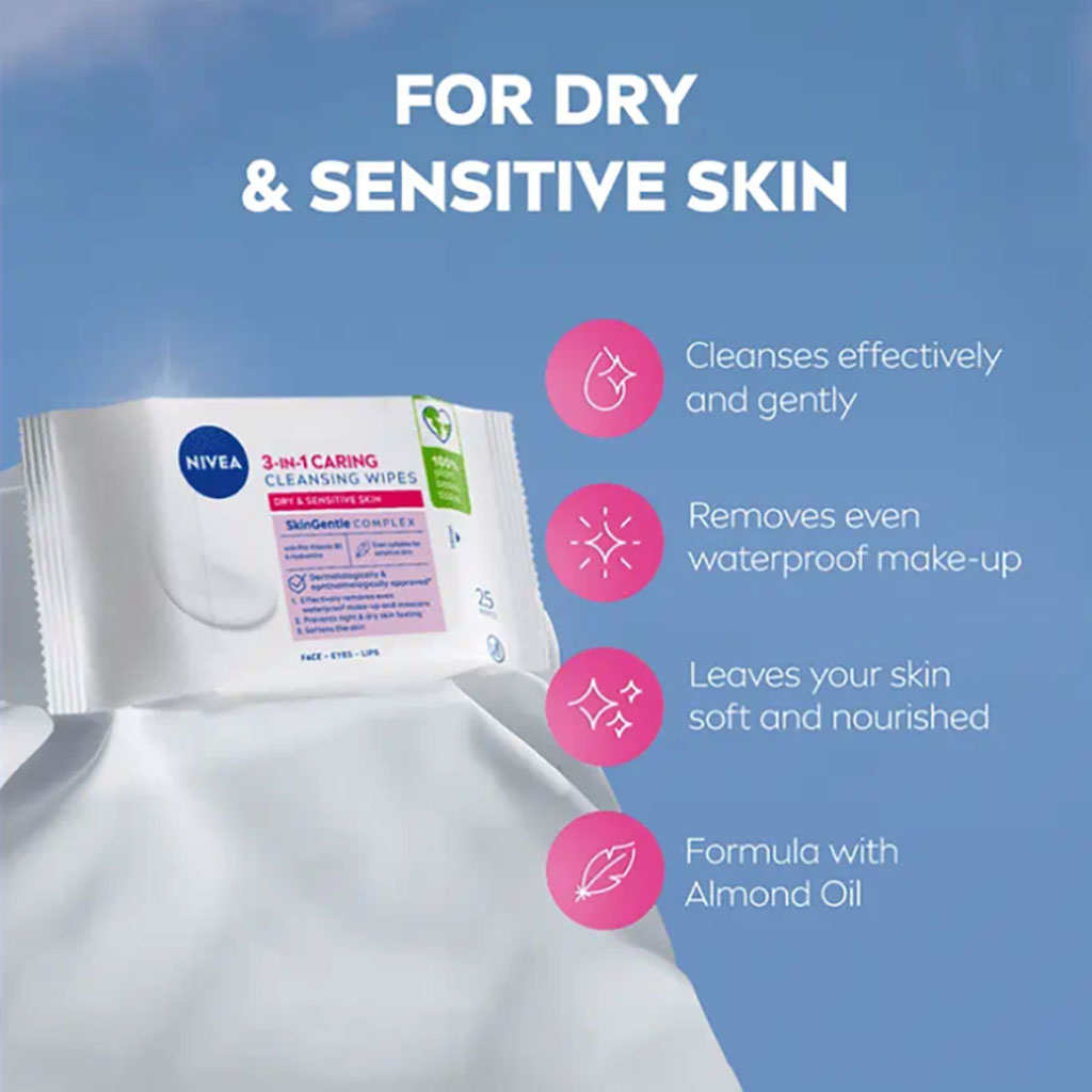 Nivea 3 In1 Caring Cleansing Wipes