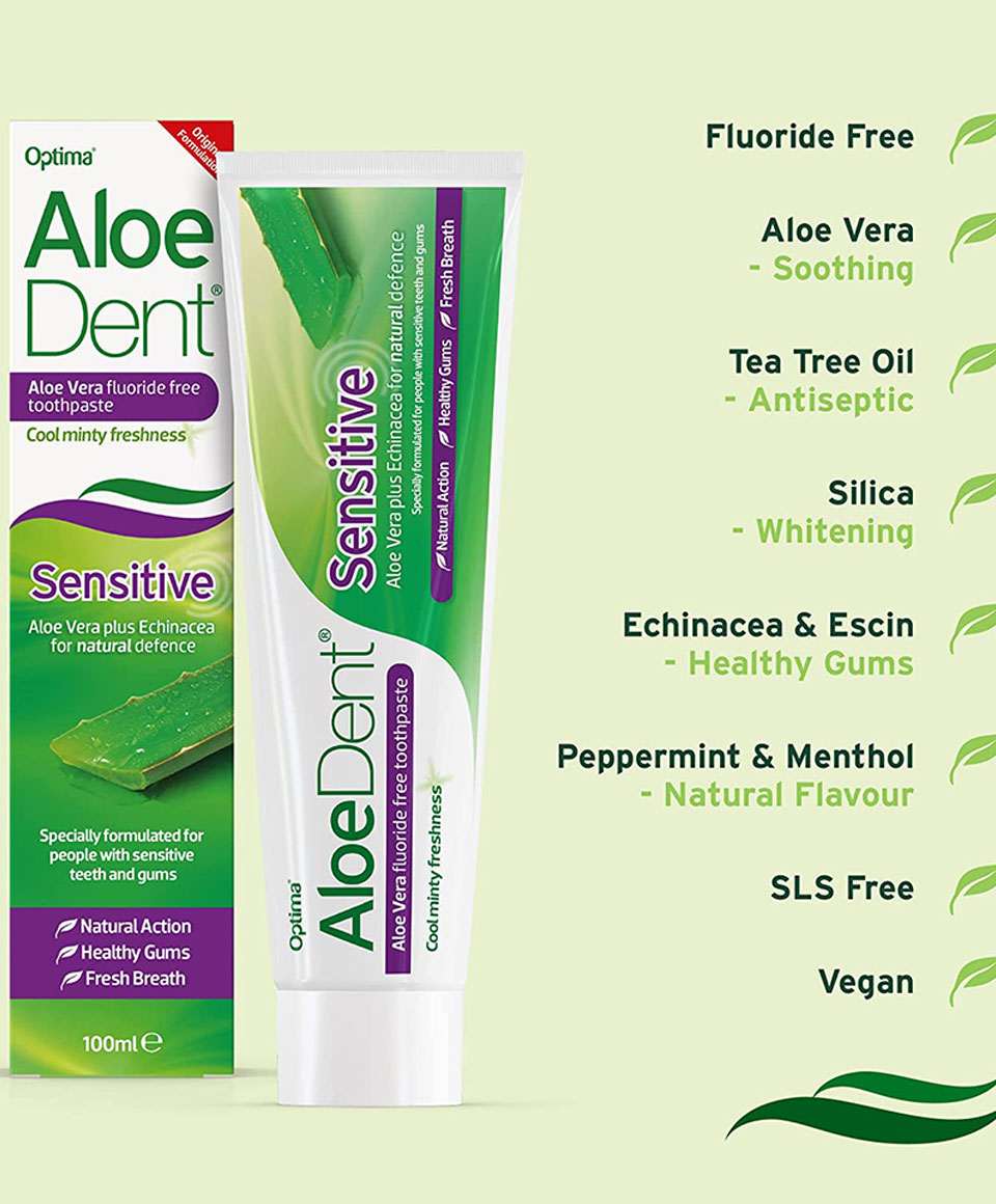 Aloedent Sensitive Aloe Vera Fluoride Free Toothpaste