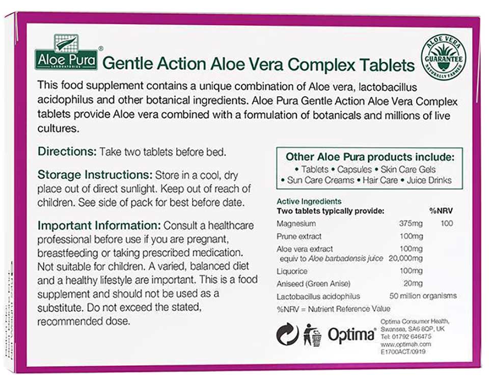 Aloe Pura Aleo Vera Complex Gentle Action Tablets