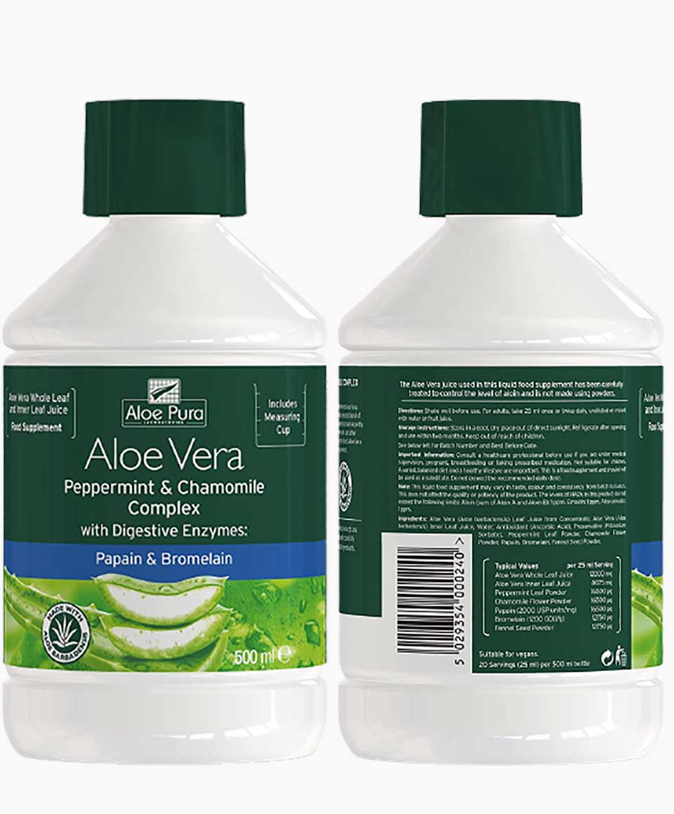 Aloe Pura Aloe Vera Peppermint And Chamomile Complex Juice