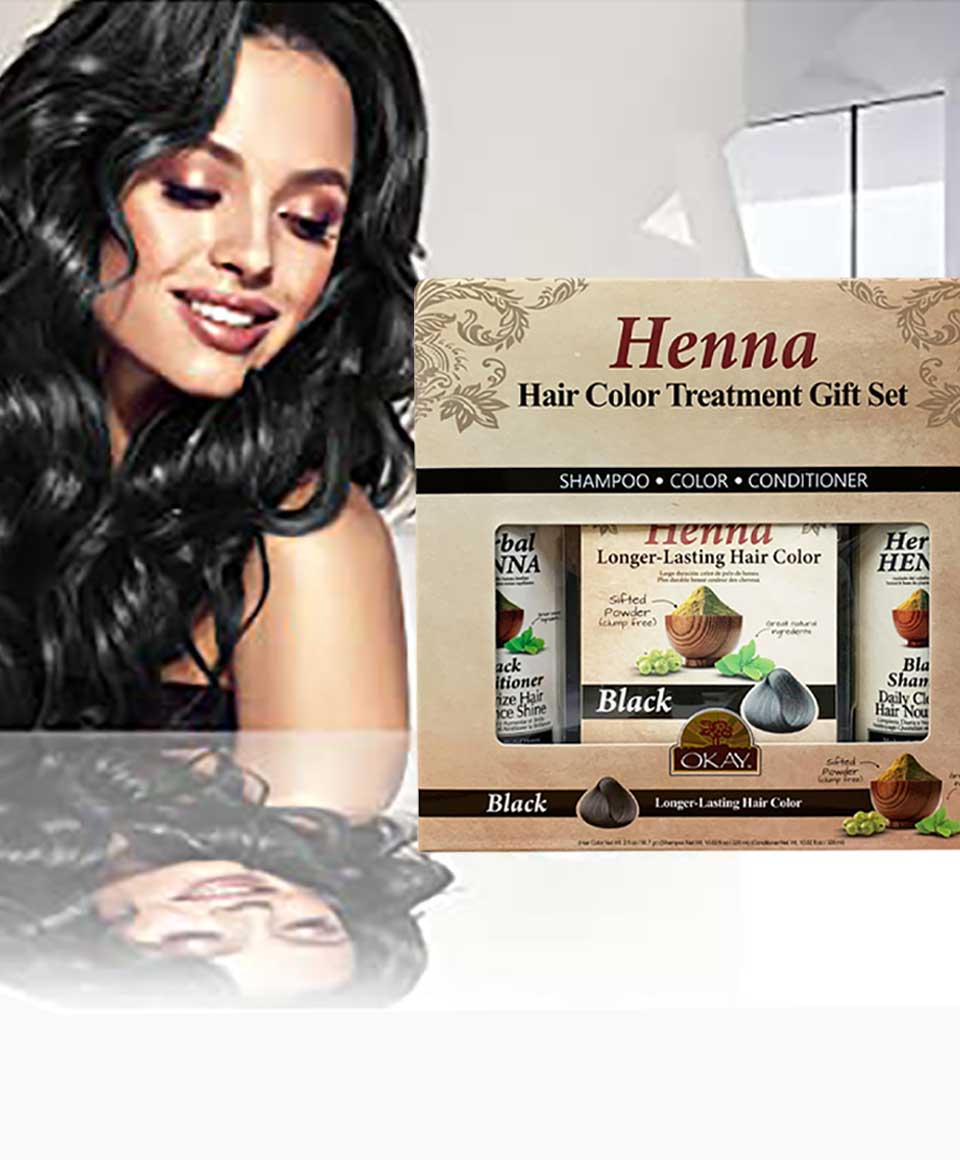 Okay Henna Black Hair Color Treatment Gift Set